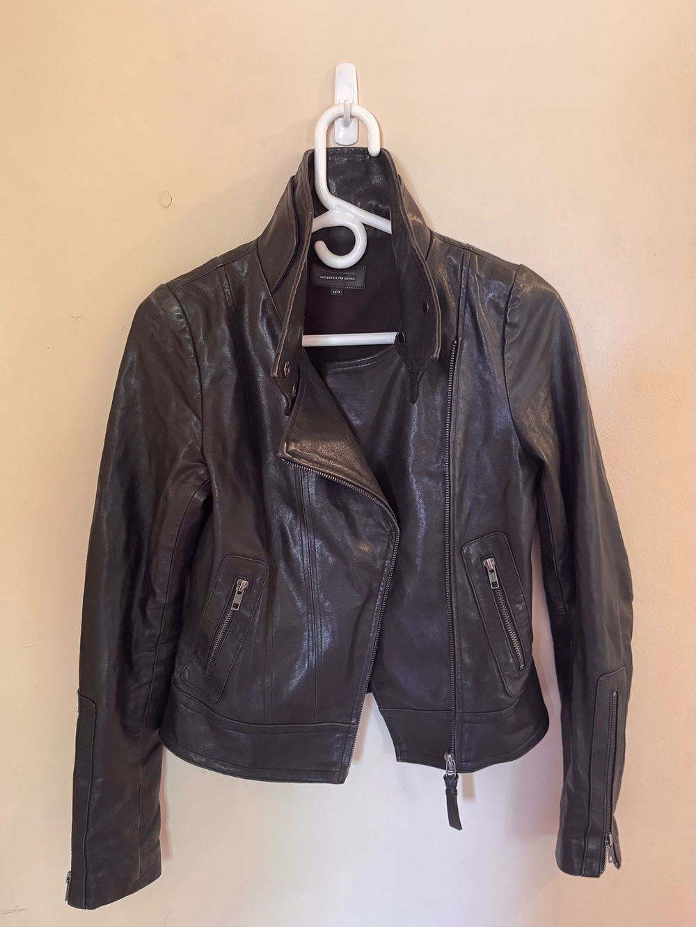 Mackage for Aritzia Black Leather Asymmetrical Moto Jacket XS